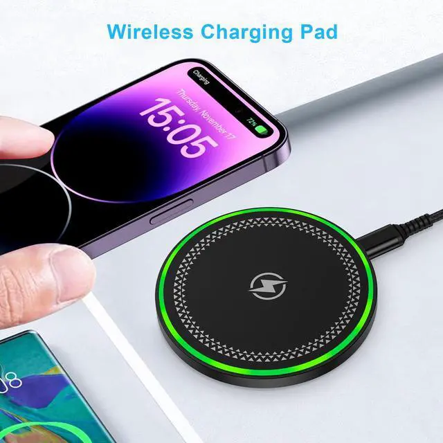 Alt view image 2 of 7 - Wireless Charger Fast Charger Cargador inalámbrico para Charging Pad Wireless Phone Charger for Android Galaxy S25 Edge S25 Ultra S25 Plus S24 S23 S22, iPhone 17 Pro Max 17 Air 16 15
