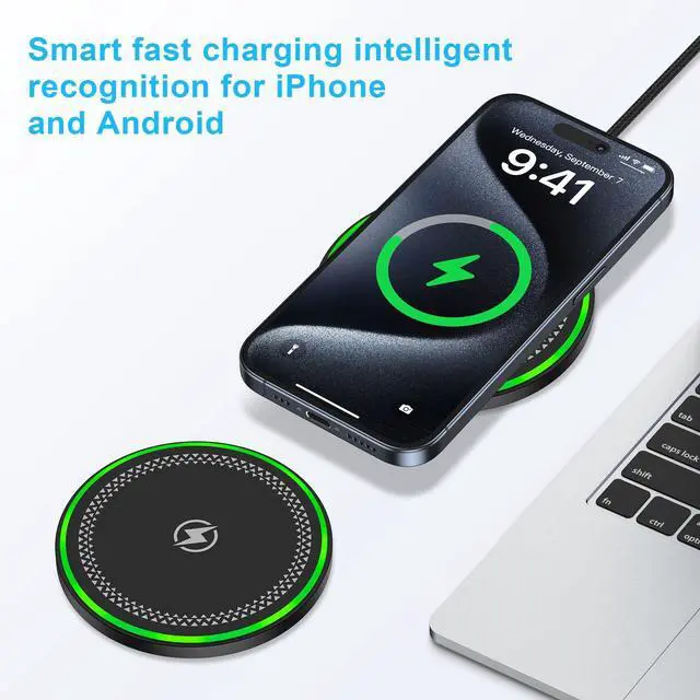 Alt view image 3 of 7 - Wireless Charger Fast Charger Cargador inalámbrico para Charging Pad Wireless Phone Charger for Android Galaxy S25 Edge S25 Ultra S25 Plus S24 S23 S22, iPhone 17 Pro Max 17 Air 16 15