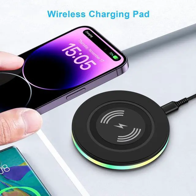 Alt view image 2 of 7 - Wireless Charger Samsung Fast Charging Pad Wireless Phone Charger for Android Samsung Galaxy S26 S25 Ultra S25 S24 S23 S22 S21,Wireless Charging Station Cargador Inalámbrico para for iPhone 17 16