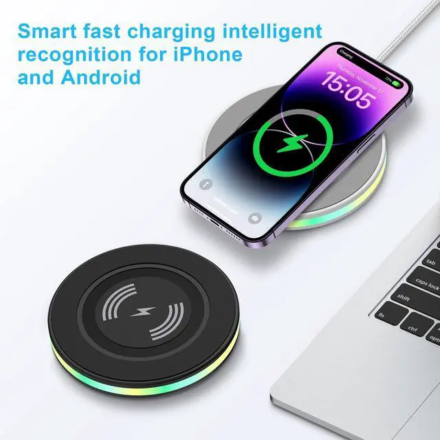 Alt view image 6 of 7 - Wireless Charger Samsung Fast Charging Pad Wireless Phone Charger for Android Samsung Galaxy S26 S25 Ultra S25 S24 S23 S22 S21,Wireless Charging Station Cargador Inalámbrico para for iPhone 17 16