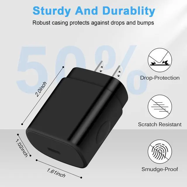 Alt view image 3 of 7 - 25W Samsung Super Fast Charger USB C Wall Plug Type C Charger Adapter Fast Charging Block for Samsung Galaxy A16 A17 A15 5G/Watch 8 7 Ultra 6/A35/A54/S25/S24/Z Flip/Fold7/S23,iPhone17/16/15,Pixel10/9a