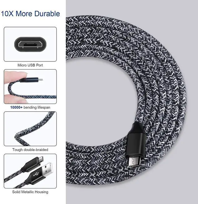 Alt view image 2 of 7 - Micro USB Charger, Android Fast Charger,Quick Charger 3.0 USB Fast Wall Charger Plug Micro USB Cable Compatible for Motorola Moto E E5 E4 Plus/Play, E5 Supra, G5 G5S G4 Plus/Play, G6 Play/Forge