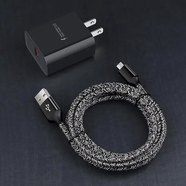 Alt view image 7 of 7 - Micro USB Charger, Android Fast Charger,Quick Charger 3.0 USB Fast Wall Charger Plug Micro USB Cable Compatible for Motorola Moto E E5 E4 Plus/Play, E5 Supra, G5 G5S G4 Plus/Play, G6 Play/Forge