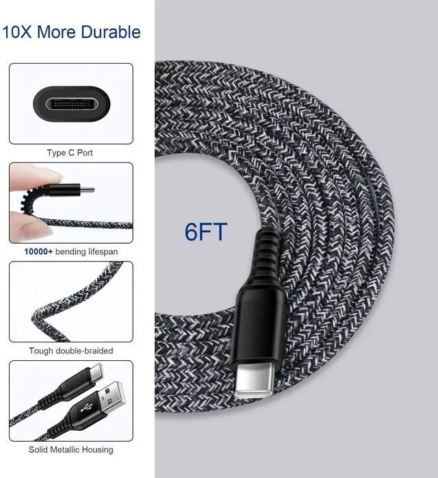 Alt view image 3 of 7 - Android Phone USB C Type C Fast Charger Compatible for Motorola G9 G8 G7 Power/Edge 5G UW/Edge/G Play/G Power/G Stylus 2024 2023/One 5G UW ace/G Pure/X4 Z Z2 Z3 Z4,Fast Wall Plug C Type Charging Cable