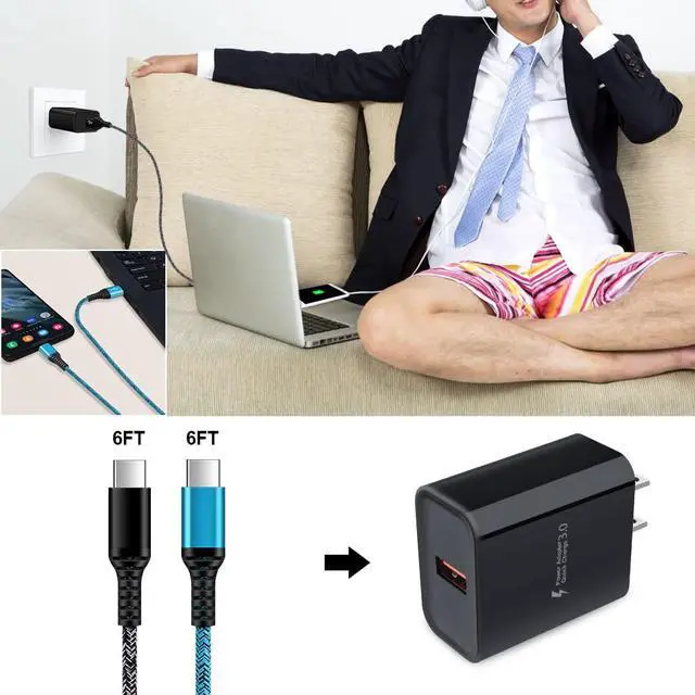 Alt view image 7 of 7 - Android Phone USB C Type C Fast Charger Compatible for Motorola G9 G8 G7 Power/Edge 5G UW/Edge/G Play/G Power/G Stylus 2024 2023/One 5G UW ace/G Pure/X4 Z Z2 Z3 Z4,Fast Wall Plug C Type Charging Cable