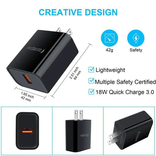 Alt view image 3 of 7 - Adaptive Fast Charger for Samsung Galaxy S26 S25 Ultra S25 FE S24 S23 S22 S22+ S22 Ultra S21 S20 FE S10 A16 A15 A56 A36 A21 A51 A11 Note 20, 18W Quick Charge Wall Charger Type C Fast Charging Cable