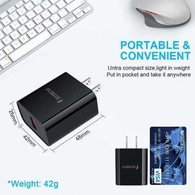 Alt view image 7 of 7 - Adaptive Fast Charger for Samsung Galaxy S26 S25 Ultra S25 FE S24 S23 S22 S22+ S22 Ultra S21 S20 FE S10 A16 A15 A56 A36 A21 A51 A11 Note 20, 18W Quick Charge Wall Charger Type C Fast Charging Cable