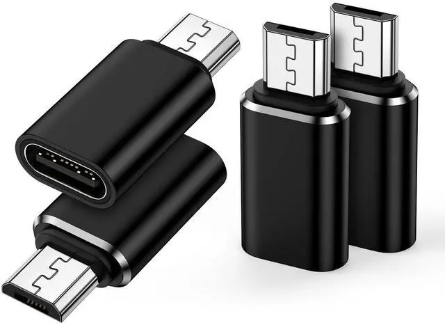 Main image of USB C to Micro USB Adapter, 4-Pack Type C Female to Micro USB Male Convert Connector Support Charge & Data Sync for Samsung Galaxy S7/S6/Edge/J7/J3/Note 5/4, Nexus 5/4, and Micro USB Devices, Black