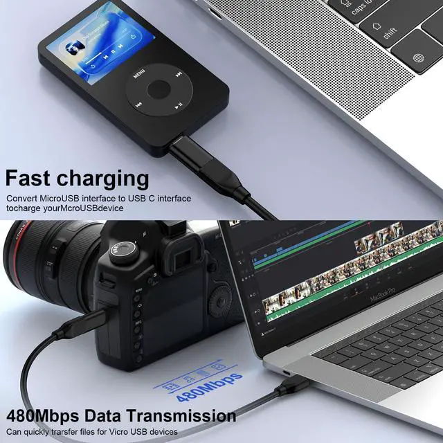 Alt view image 4 of 7 - USB C to Micro USB Adapter, 4-Pack Type C Female to Micro USB Male Convert Connector Support Charge & Data Sync for Samsung Galaxy S7/S6/Edge/J7/J3/Note 5/4, Nexus 5/4, and Micro USB Devices, Black