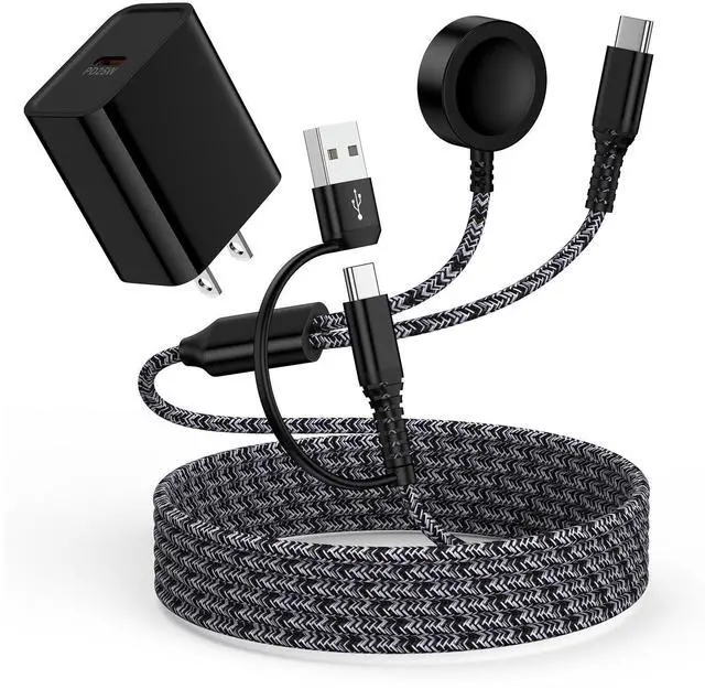 Main image of Galaxy Watch Fast Charger for Samsung Galaxy Watch 8/8 Classic/Ultra/7/FE/6/6 Classic/5 Pro/5/4/4 Classic/3/Active2/1 Charger Cable Dock, 2 in 1 25W USB C Fast Charger for Samsung S26/S25/S24/S23/A16