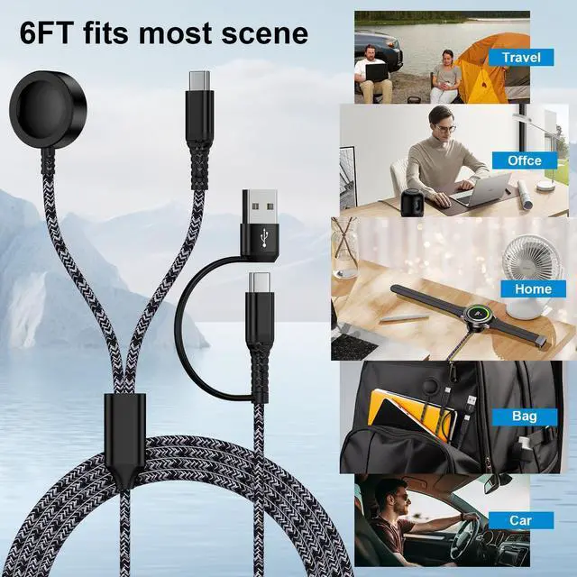 Alt view image 6 of 7 - Galaxy Watch Fast Charger for Samsung Galaxy Watch 8/8 Classic/Ultra/7/FE/6/6 Classic/5 Pro/5/4/4 Classic/3/Active2/1 Charger Cable Dock, 2 in 1 25W USB C Fast Charger for Samsung S26/S25/S24/S23/A16