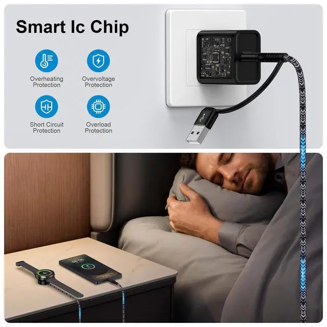 Alt view image 7 of 7 - Galaxy Watch Fast Charger for Samsung Galaxy Watch 8/8 Classic/Ultra/7/FE/6/6 Classic/5 Pro/5/4/4 Classic/3/Active2/1 Charger Cable Dock, 2 in 1 25W USB C Fast Charger for Samsung S26/S25/S24/S23/A16