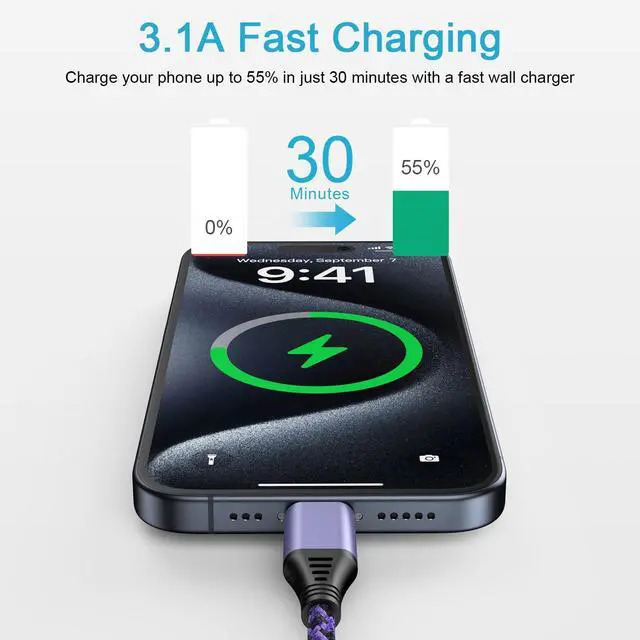 Alt view image 2 of 7 - for iPhone 16e 17e 17 Pro Max Air, 6FT Fast USB Type C Cable Phone Charger Charging Cord for iPhone 16e, 16, 16 Pro Max, 16 Pro, 16 Plus, 15, 15 Pro Max Plus, LG Stylo 4, Car Carplay Power Cord Wire