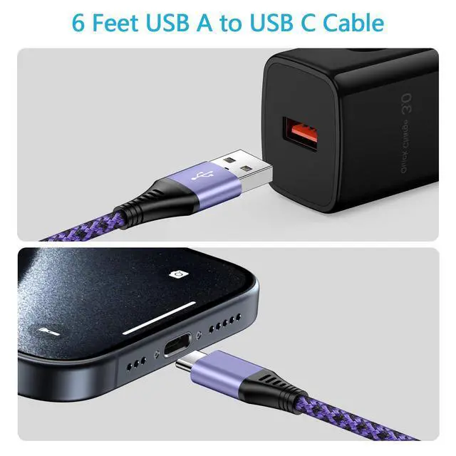 Alt view image 6 of 7 - for iPhone 16e 17e 17 Pro Max Air, 6FT Fast USB Type C Cable Phone Charger Charging Cord for iPhone 16e, 16, 16 Pro Max, 16 Pro, 16 Plus, 15, 15 Pro Max Plus, LG Stylo 4, Car Carplay Power Cord Wire