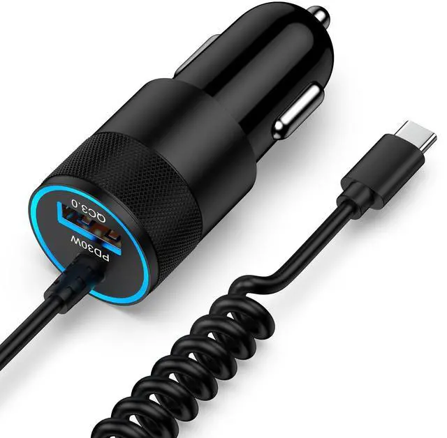 Main image of for iPhone 16e 17e 17 Pro Max Air, Fast Car Charger Adapter for iPhone 16e, 16, 16 Pro Max, 16 Plus, 15 Series, USB C Vehicle Phone Auto Automobile Plug with 2.8FT Coiled Cable Cord Fast Charging