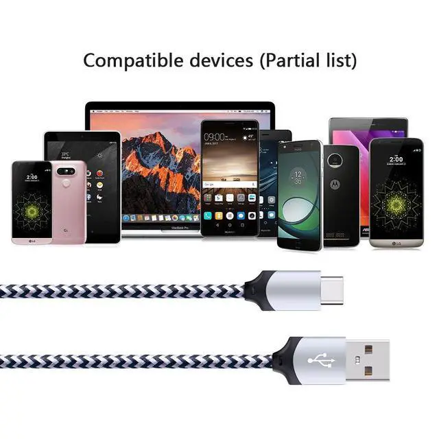 Alt view image 6 of 7 - 5Pack 6FT Fast USB Type C Cable Phone Charger Cord for Samsung Galaxy S26 S26+ S25 Edge S25+ Plus Ultra S24 S23 S22 S21 S20 FE Ultra S10 S10+ S9 S8 Plus Note 20 Ultra 10 9 8 A51 A71 A53 A14 5G
