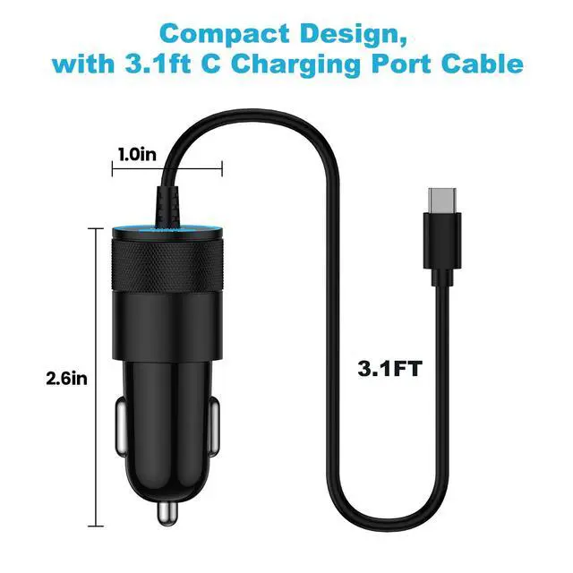 Alt view image 4 of 7 - Pixel Fast Car Charger Adapter for Google Pixel 10, 10a, 9a, 9, 10 9 Pro XL Fold, 8 7 6 Pro 5 4 3 2 XL 8a 7a 6a, USB C Vehicle Phone Auto Automobile Plug with Type C 3.1 Ft Cable Cord Charging