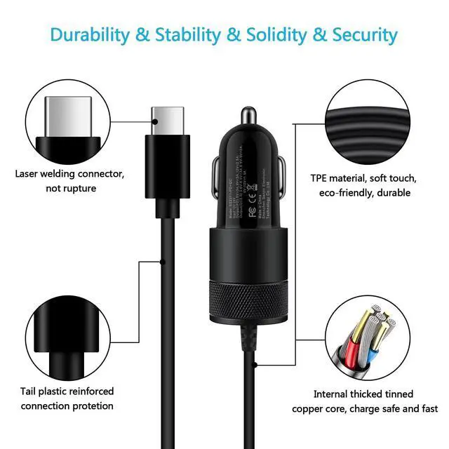 Alt view image 7 of 7 - Pixel Fast Car Charger Adapter for Google Pixel 10, 10a, 9a, 9, 10 9 Pro XL Fold, 8 7 6 Pro 5 4 3 2 XL 8a 7a 6a, USB C Vehicle Phone Auto Automobile Plug with Type C 3.1 Ft Cable Cord Charging