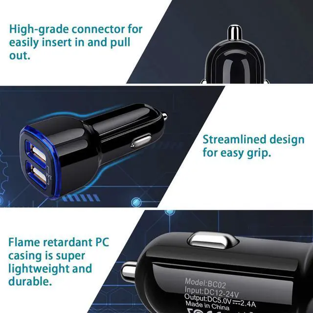 Alt view image 4 of 6 - Car Charger Android for Samsung Galaxy J7 Crown/Prime/Pro/Sky Pro/Refine/Neo/Luna/Eclipse,J7 V 2nd/Perx/Star,J6 Plus J5 J4 J3 S7 Edge S6 S5 S4 S3 Note 4/5,6ft Phone Cord Fast Charging Micro USB Cable