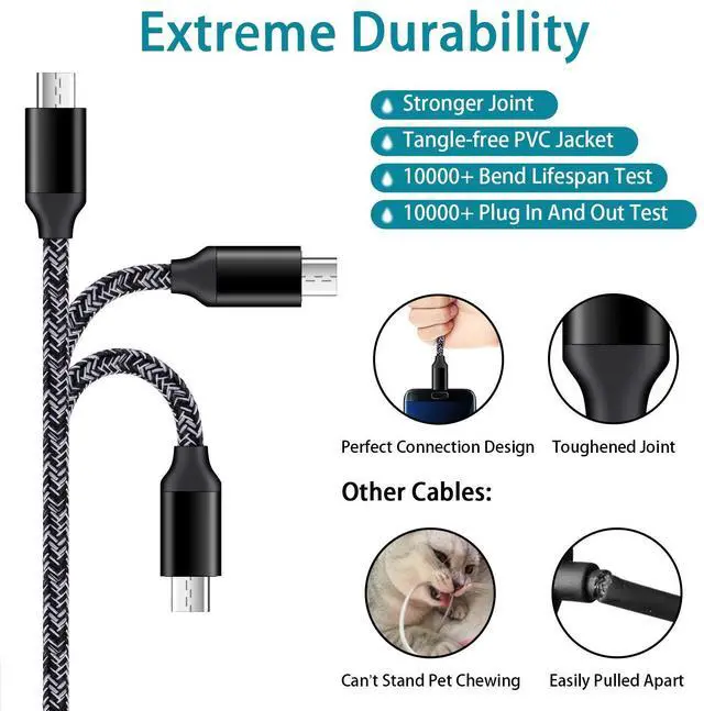 Alt view image 3 of 6 - Car Charger Android for Samsung Galaxy J7 Crown/Prime/Pro/Sky Pro/Refine/Neo/Luna/Eclipse,J7 V 2nd/Perx/Star,J6 Plus J5 J4 J3 S7 Edge S6 S5 S4 S3 Note 4/5,6ft Phone Cord Fast Charging Micro USB Cable