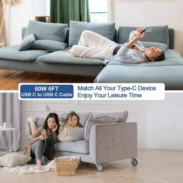 Alt view image 6 of 7 - 25W USB C Fast Charger for Samsung Galaxy S26 Ultra S26+ S26 A17 S25, 2-Port Phone Charger Block Type C Fast Charging Block with 6ft USB C Charger Cable for Samsung Galaxy A36 A16 5G A26 A56 S24 A35