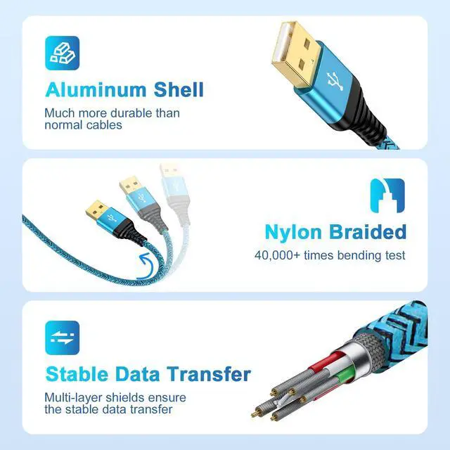 Alt view image 4 of 6 - USB A to USB A Cable 10 FT, USBA Cord 10 Feet Long Male to Male Cable Type A to A Male Extension Cord Data Transfer for Computer PC Laptop Cooler Cooling Pad TV Hub Hard Drive Enclosure DVD Player