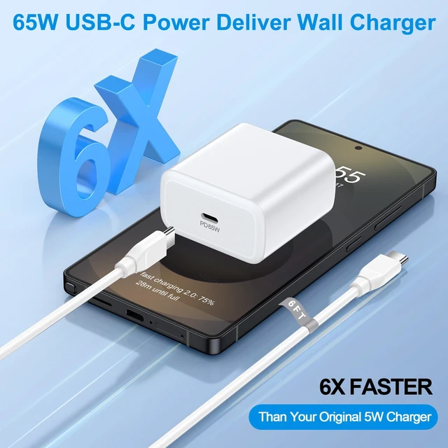 Alt view image 2 of 7 - for iPhone 17 16 15 Charger Fast Charging 65W USB C Block with 10FT Cord | USB C Fast Charging Block for iPhone 17 17E 16 16E 15 Pro Max Plus,iPad Pro 13/11/12.9 inch, iPad A16/10th, iPad Air 13