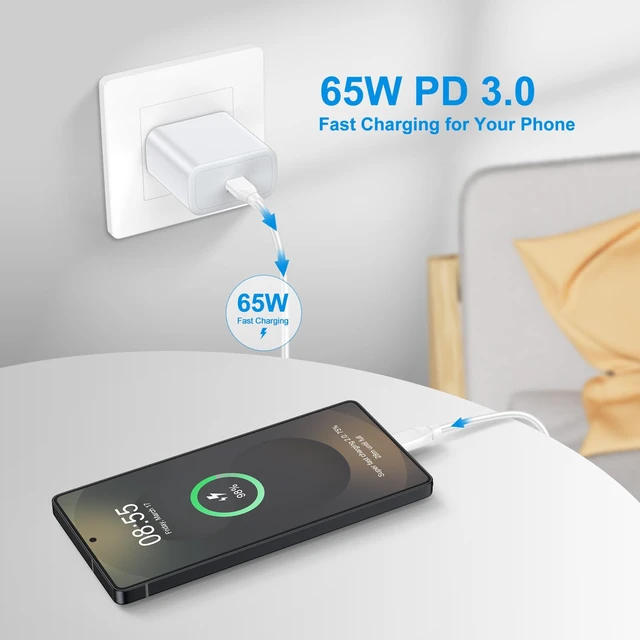 Alt view image 4 of 7 - for iPhone 17 16 15 Charger Fast Charging 65W USB C Block with 10FT Cord | USB C Fast Charging Block for iPhone 17 17E 16 16E 15 Pro Max Plus,iPad Pro 13/11/12.9 inch, iPad A16/10th, iPad Air 13