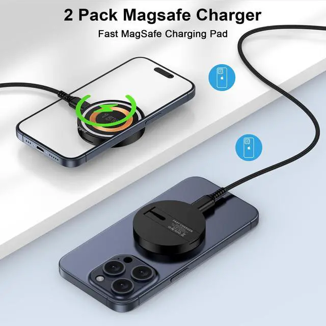 Alt view image 2 of 7 - Samsung S25 S24 Fast Wireless Charging Pad for Galaxy S26 S25 S24 S23 S22 S21 S20 Ultra FE Z Fold Flip 6 5 Pixel 10A 9 8 7 Pro,15W Magnetic Wireless Magsafe Charging Station for iPhone 17 16 Pro Plus