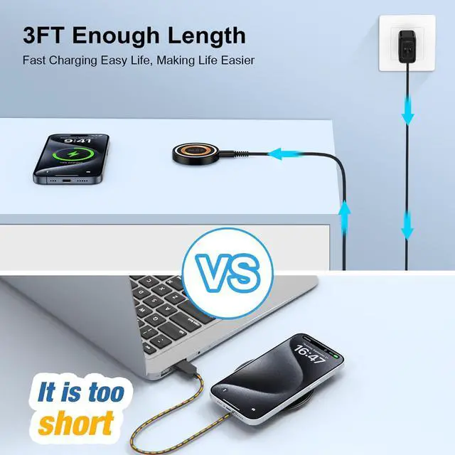 Alt view image 5 of 7 - Samsung S25 S24 Fast Wireless Charging Pad for Galaxy S26 S25 S24 S23 S22 S21 S20 Ultra FE Z Fold Flip 6 5 Pixel 10A 9 8 7 Pro,15W Magnetic Wireless Magsafe Charging Station for iPhone 17 16 Pro Plus