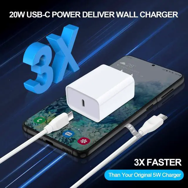 Alt view image 2 of 7 - Samsung A16 Charger Fast Charging for Samsung Galaxy S25 S24 S23 S22 Ultra S21 S20 FE 5G A73 A55 A54 A53 A15 A14 A52 A42 A32 A23 A13 A12 A04 A03S,20W PD Charger Block & 9ft C Cable Charger