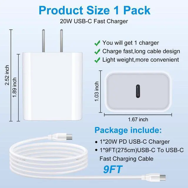 Alt view image 5 of 7 - Samsung A16 Charger Fast Charging for Samsung Galaxy S25 S24 S23 S22 Ultra S21 S20 FE 5G A73 A55 A54 A53 A15 A14 A52 A42 A32 A23 A13 A12 A04 A03S,20W PD Charger Block & 9ft C Cable Charger