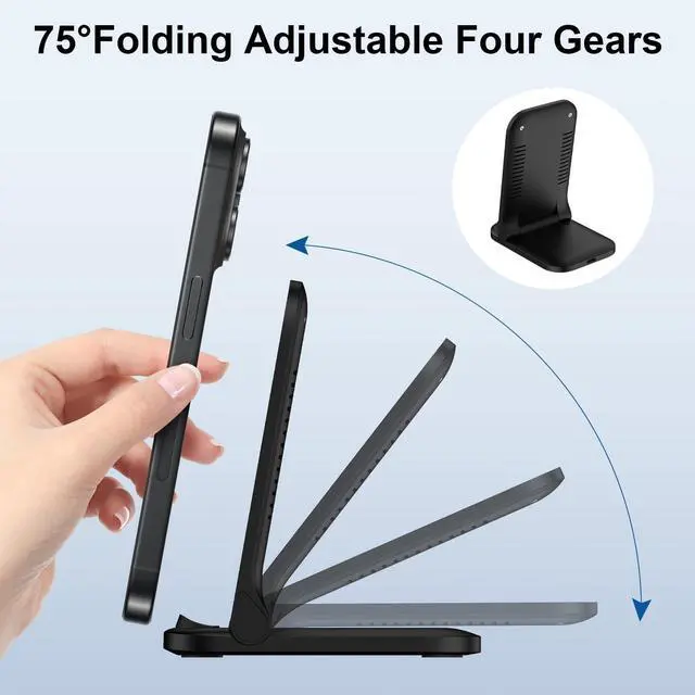 Alt view image 3 of 7 - Foldable Wireless Charger Samsung Wireless Charging Station for Galaxy S26 S25 Edge S25 Ultra Plus S24 S23 S22 S21 S20 S10,15W Android Dock Charger Phone Charging Stand for Google Pixel 10 9 8