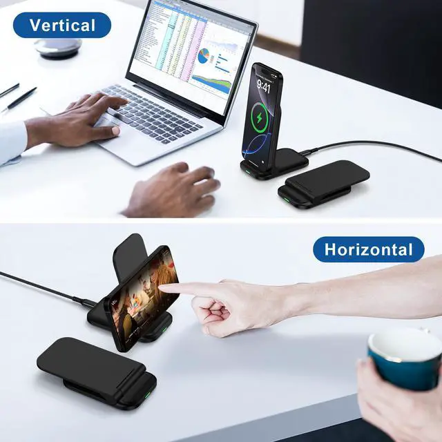 Alt view image 5 of 7 - Foldable Wireless Charger Samsung Wireless Charging Station for Galaxy S26 S25 Edge S25 Ultra Plus S24 S23 S22 S21 S20 S10,15W Android Dock Charger Phone Charging Stand for Google Pixel 10 9 8