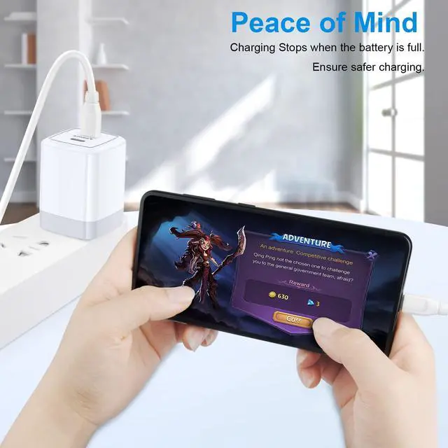 Alt view image 2 of 7 - 40W Super Fast Charger USB C for Samsung Galaxy S26 S25 Ultra S24 S23 S22 S21 S20 S10 A17 A16 A15 A14 A13 A55 A54 Z Flip Fold 7 6 5 4,Dual Port USB C PD Charging Block for iPhone,Google Pixel