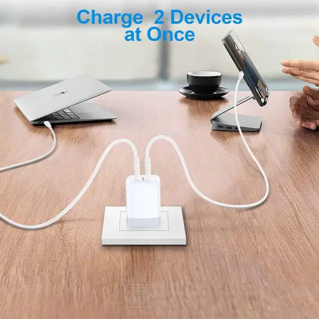 Alt view image 3 of 7 - 40W Super Fast Charger USB C for Samsung Galaxy S26 S25 Ultra S24 S23 S22 S21 S20 S10 A17 A16 A15 A14 A13 A55 A54 Z Flip Fold 7 6 5 4,Dual Port USB C PD Charging Block for iPhone,Google Pixel