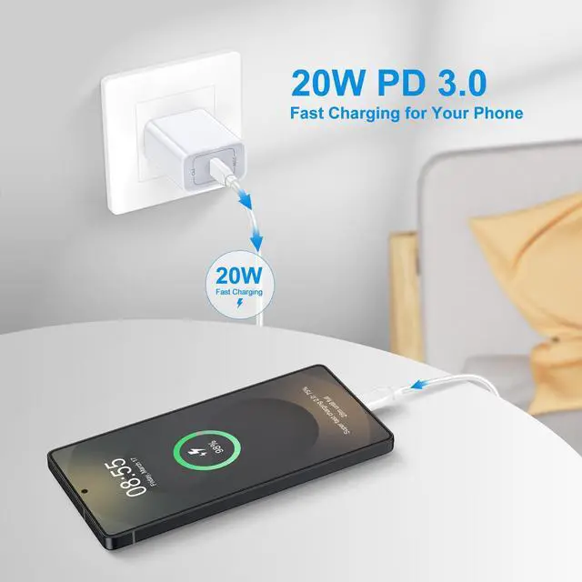 Alt view image 3 of 7 - 20W Galaxy S26 Fast Charger Block USB Type C Charging Android Phone Charger 6ft Fast Charging Cord for Samsung Galaxy S26 S25 Ultra S25 Plus S24 Ultra Plus S23 Ultra S23 S22 S21 Z Flip Fold 7