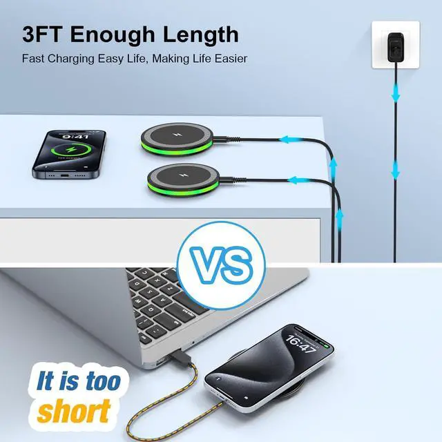 Alt view image 2 of 7 - Pixel Wireless Charger Fast Charging Pad for Google Pixel 10 Pro XL Fold 9A 9 Pro XL 8A 8 Pro 7A 7 Pro 6,2Pack Android Phone Wireless Charger Station&Charger Block for Samsung Galaxy S25 Ultra S24 S23