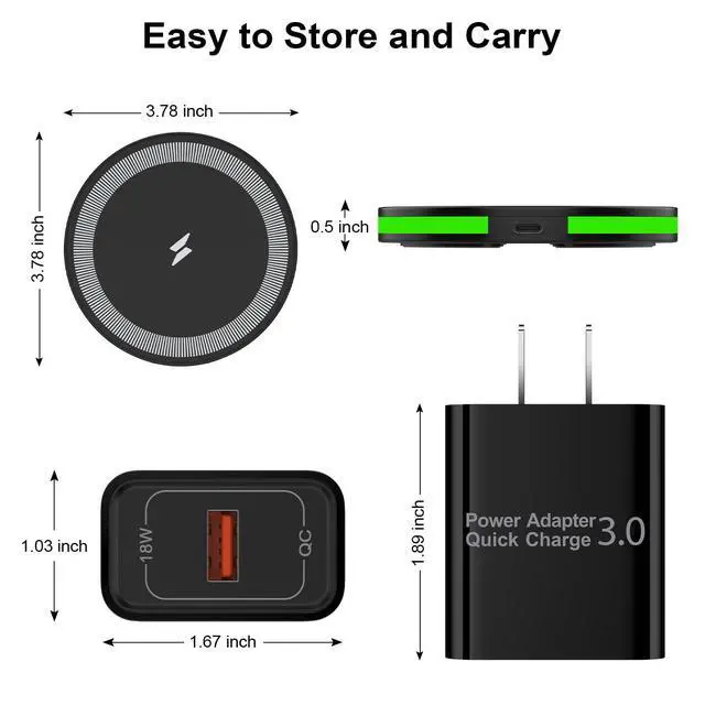 Alt view image 4 of 7 - Pixel Wireless Charger Fast Charging Pad for Google Pixel 10 Pro XL Fold 9A 9 Pro XL 8A 8 Pro 7A 7 Pro 6,2Pack Android Phone Wireless Charger Station&Charger Block for Samsung Galaxy S25 Ultra S24 S23