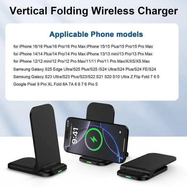 Alt view image 7 of 7 - Samsung Wireless Charger Foldable Fast Charging Station for Galaxy S25 Edge S25 Ultra Plus Z Flip Fold 7 6 S24 S23 S22 S21 S20 S10,15W Android Wireless Desk Phone Charging Stand for Google Pixel 9 8 7