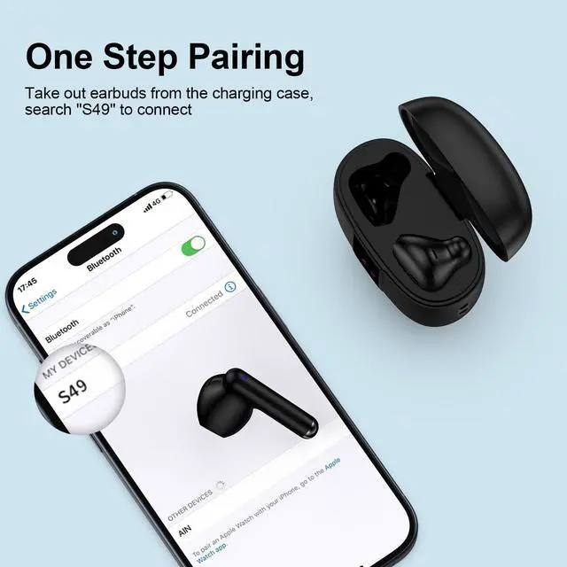 Alt view image 2 of 7 - for iPhone 17e 17 Pro Max Air, Earbuds Wireless Earphones for iPhone 16e, 16, 16 Pro Max, 16 Pro, 16 Plus, Bluetooth 5.3 Headphones Ear Buds Headset for 15 14 13 12 11 Mini SE XR X XS Max 8 7