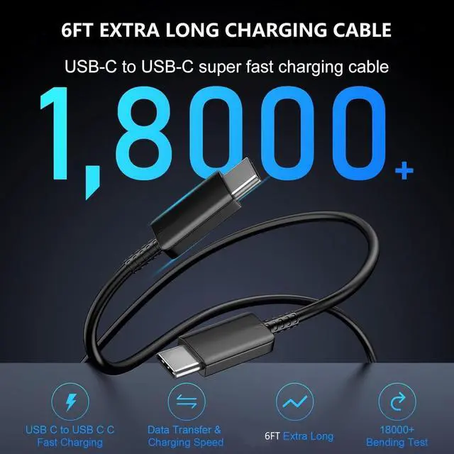 Alt view image 4 of 7 - Fast Samsung Type C Charger Samsung Charger Fast Charging Type C 45W Block & 6FT USB C Cable 2Pack for Galaxy S25 Ultra/S25 S24 S23 S22 S21 S20 Ultra/Plus/iPad Pro/Air/Mini/Android Phone Cord