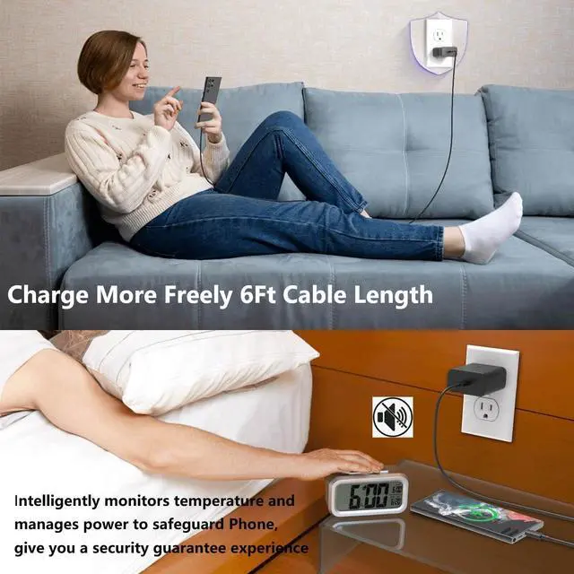Alt view image 7 of 7 - Fast Samsung Type C Charger Samsung Charger Fast Charging Type C 45W Block & 6FT USB C Cable 2Pack for Galaxy S25 Ultra/S25 S24 S23 S22 S21 S20 Ultra/Plus/iPad Pro/Air/Mini/Android Phone Cord
