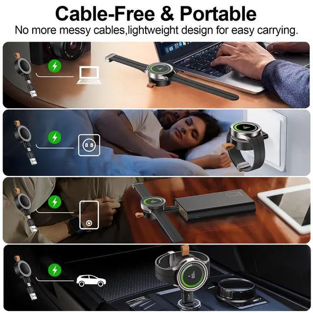 Alt view image 6 of 7 - for Samsung Watch Charger for Samsung Galaxy Watch 8 7 Ultra 6 5 4 Watch8 Classic 3.5W Magnetic Portable Galaxy Smartwatch Charger USB C Smartwatch Fast Wireless Charging Travel with USB A Adapter