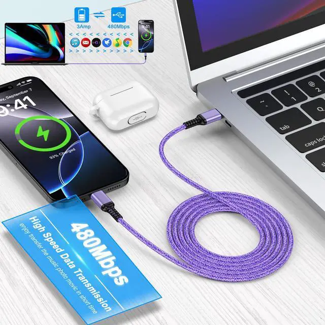 Alt view image 4 of 7 - USB C to USB C Cable for iPhone 17e Charger Cord, 3.1A iPhone 16 Charger Fast Charging 3Pack 6FT for iPhone 17 Pro Max 17Pro 17 Air 16e 16 Pro Max 16 15Plus 15, Android Charger Cord Phone Power Cable