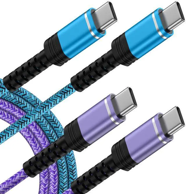 Main image of USB C to USB C Cable 60W Fast Charging for iPhone 17e 17 Pro Max Air 17,iPhone 16e 16 Pro Max/16 Plus/16 Pro/16,15 Pro Max, 2 Pack 6ft Braided Type C Car Charger Cord Android Phone Power Cord