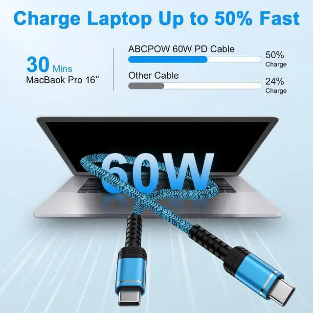 Alt view image 4 of 7 - USB C to USB C Cable 60W Fast Charging for iPhone 17e 17 Pro Max Air 17,iPhone 16e 16 Pro Max/16 Plus/16 Pro/16,15 Pro Max, 2 Pack 6ft Braided Type C Car Charger Cord Android Phone Power Cord