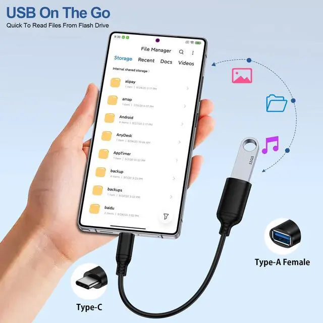 Alt view image 3 of 7 - USB to USB C Adapter Cable Type C OTG Cable for iPhone 17e 17 Pro Max 17Pro 17 Air 16 Plus 15, USB A Female to USB C Male OTG Adapter Cord for Type-C Macbook Pro/Air iPad Samsung Galaxy S26 S25 Camera