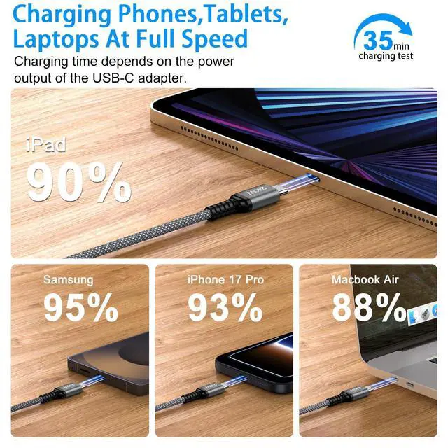 Alt view image 3 of 7 - for iPhone 17 Charger Fast Charging Cord 240W USB C to USB C Cable iPhone 17 Pro Max Car Charger Cord Power Cord 3FT 2 Pack for iPhone 17e 17 Pro Air 16 Pro Max 16Pro 16 Plus 16e 15Pro Max 15 MacBook