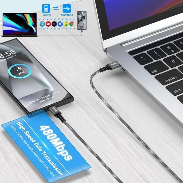 Alt view image 4 of 7 - for iPhone 17 Charger Fast Charging Cord 240W USB C to USB C Cable iPhone 17 Pro Max Car Charger Cord Power Cord 3FT 2 Pack for iPhone 17e 17 Pro Air 16 Pro Max 16Pro 16 Plus 16e 15Pro Max 15 MacBook